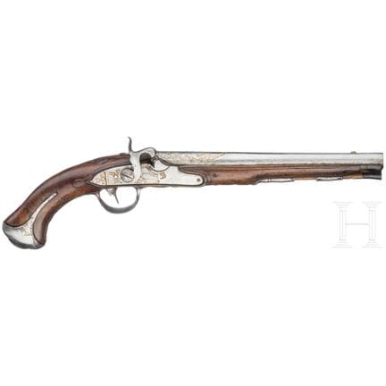 A South German percussion pistol, circa 1760  
Gla
