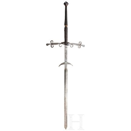Épée allemande à deux mains, vers 1580  
Lame légè
