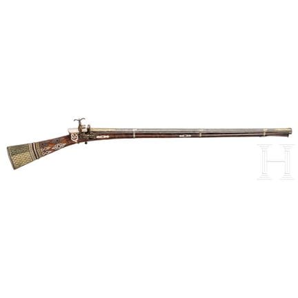 An Ottoman miquelet rifle (tüfek) with gold inlaid