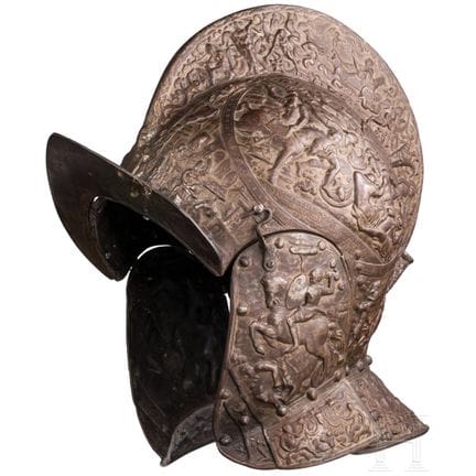 A Victorian cast iron parade burgonet, German or F
