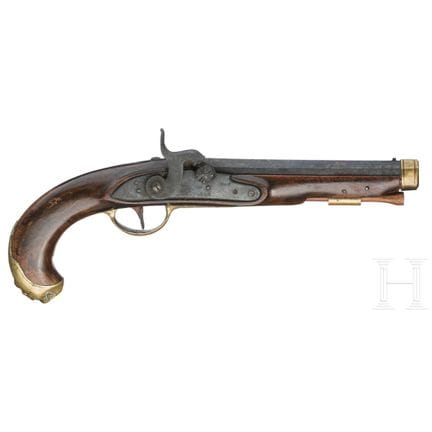 A converted percussion pistol, Liége, circa 1800  