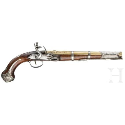 An Ottoman silver mounted flintlock pistol with a 