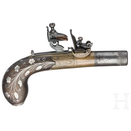 A flintlock pocked pistol, Smith in London, circa 