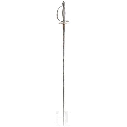 Une épée d'argent française montée, vers 1780.  
L