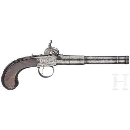 An English Queen Anne percussion pistol by Henshaw