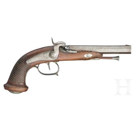 Pistolet à percussion, Liège, vers 1860  
Canon da