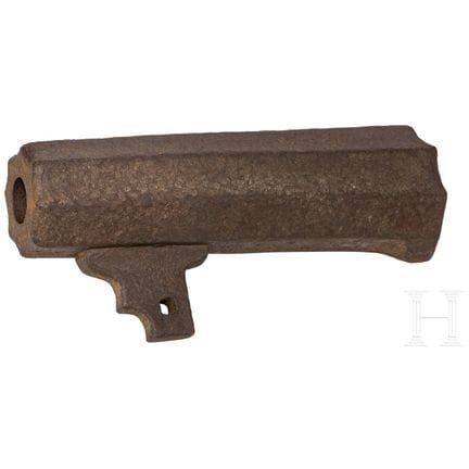 An iron canon barrel, German, 1st half of the 16th