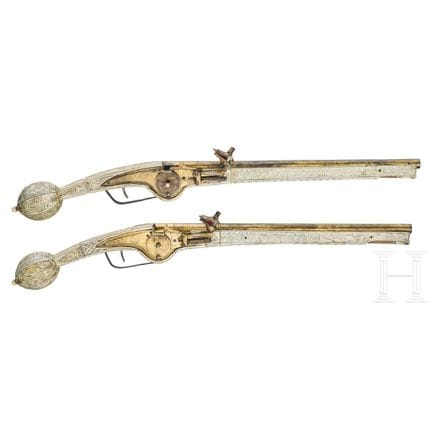 A pair of German long wheellock pistols, circa 166