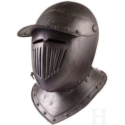 Casque de cuirassier noirci de style des années 16