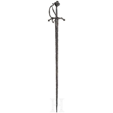Une épée de campagne allemande, vers 1650  
Lame à