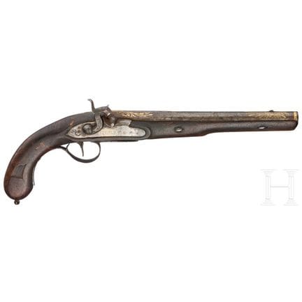 A gold inlaid percussion pistol for the Oriental m