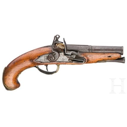 A French flintlock travelling pistol, circa 1790  