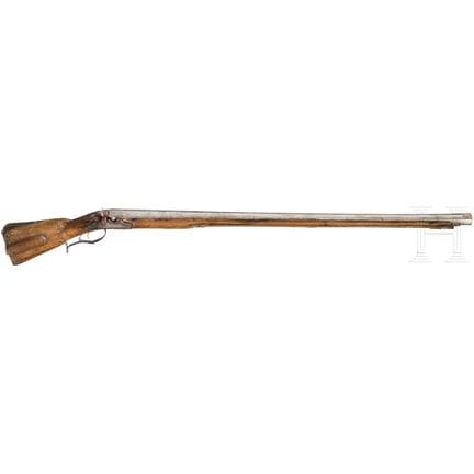 A heavy German adapted percussion rifle with 17th 