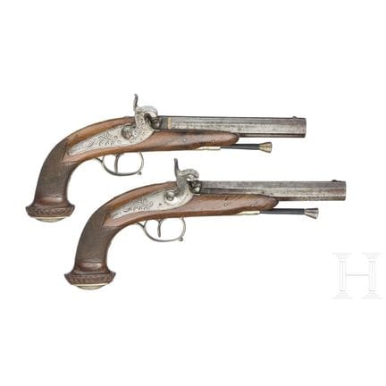 A pair of percussion pistols, Liége, circa 1860  
