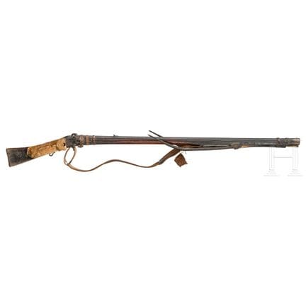 An Afghan matchlock rifle with a fork, 19th centur