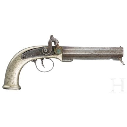 Three percussion pocket pistols, circa 1850  
Ein 