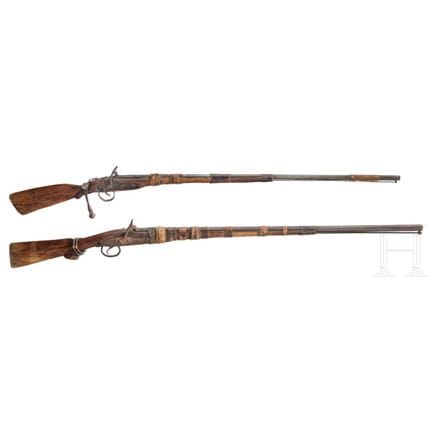 Two African muzzle-loading rifles, circa 1850  
Er