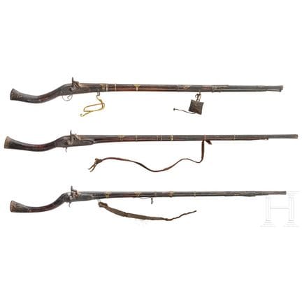 Three oriental percussion rifles, circa 1900  
Zwe