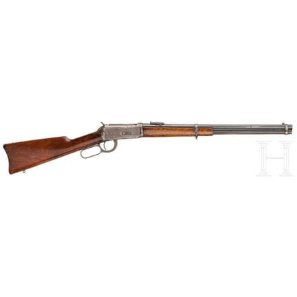 温彻斯特1894型卡宾枪  
口径 .30-30Win，编号27320，枪管表面粗糙，长度50厘米。