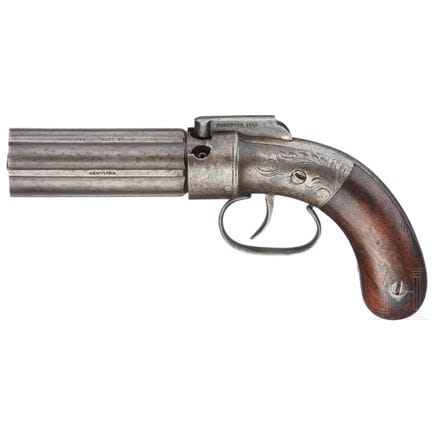 Una pistola a percussione "Pepperbox" di Manston, 