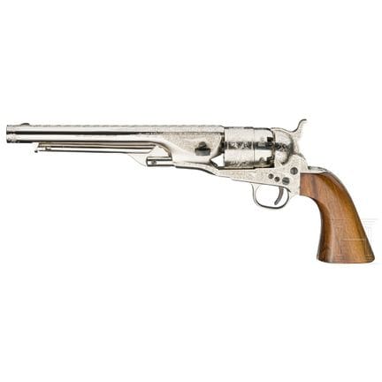 一把Rigarmi公司生产的Colt Army 1860型击发式左轮手枪  
口径.44（黑火药），