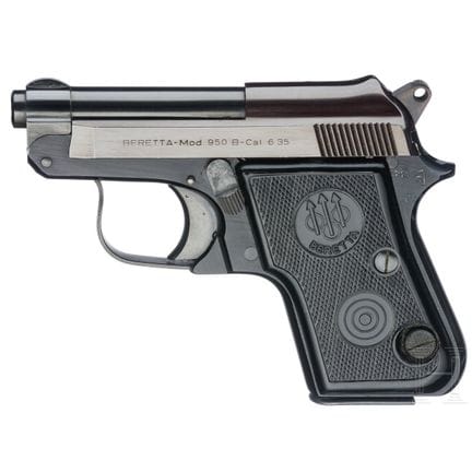 巴西——贝雷塔Mod. 950 B型  
口径6.35毫米布朗宁，编号E70840，光面翻转式枪管，
