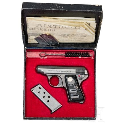 A Galesi 9型  
口径6.35毫米布朗宁，编号185389，光面枪管。七发弹匣。1956年