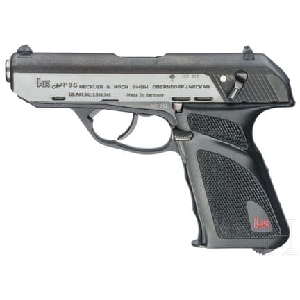 一把赫克勒&amp;科赫 P9S  
口径 9mm 鲁格，编号 102512，编号一致。抛光多边形枪