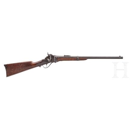 夏普斯1863型卡宾枪  
口径：.50-70Gov，编号C29128，外观编号一致，枪管呈哑光，长