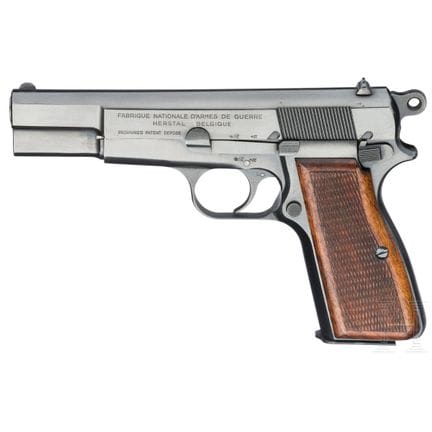FN Mod. 1935 Hi-Power  
口径 9mm卢格，编号 45095，编号一致。光面枪