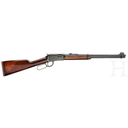 ERMA EG 71 杠杆式步枪  
口径 .22lr，编号 011561，光面圆形枪管带准星护罩，