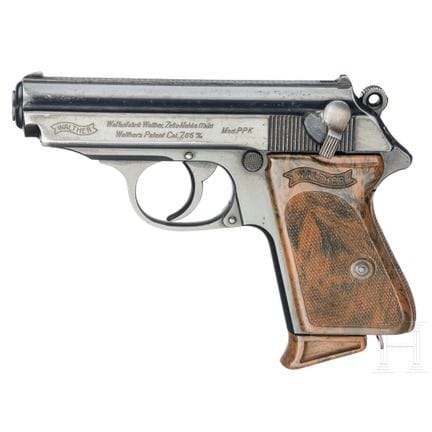 Un Walther (Zella-Mehlis) modèle PPK  
Calibre 7,6
