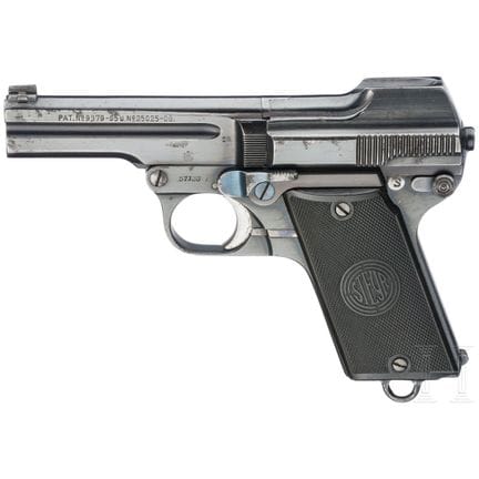 斯太尔1909/34型  
口径7.65毫米布朗宁，编号57133，编号一致。光面枪管。六发弹匣。左