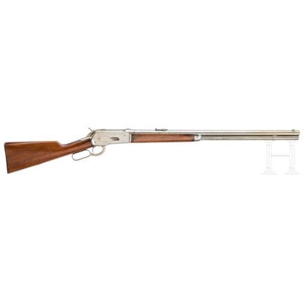 温彻斯特1886型  
口径 .40-82WCF，编号 26985，粗膛线，枪管长26英寸。枪管顶部