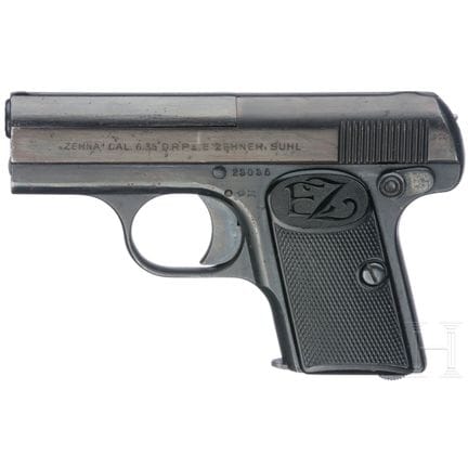 Un pistolet Zehna, 2e modèle  
Calibre 6,35 mm Bro