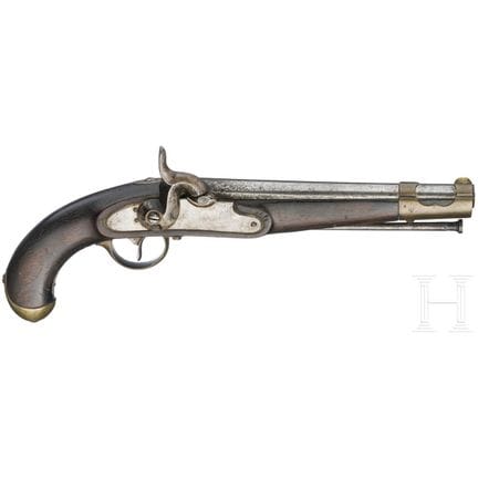 Una pistola de caballería M 1851 T  
Cañón redondo