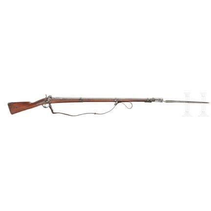Un fusil de voltigeur M 1853 T con bayoneta, Mutzi