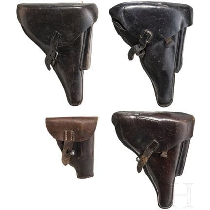 Quattro fondine per pistola (3x Luger, 1x Mauser 1