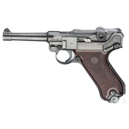 A Mauser Luger, Code "byf - 42", Police  
Kal. 9mm