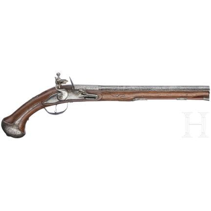 Pistola militare a pietra focaia, 1700 ca.  
Canna