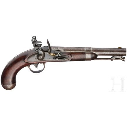 R. Johnson 制造的 M 1836 型燧发手枪  
13.5 毫米口径的圆管，内膛光滑。弹膛