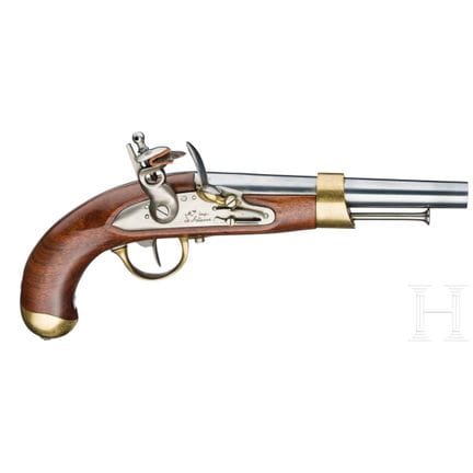 An Italian replica of a M an 13 flintlock pistol, 