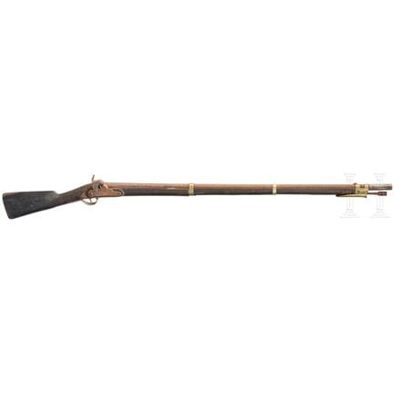 Un moschetto M 1848  
Convertito a pietra focaia. 