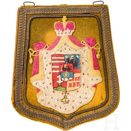A flap of a sabretache bearing the Rákóczi coat of