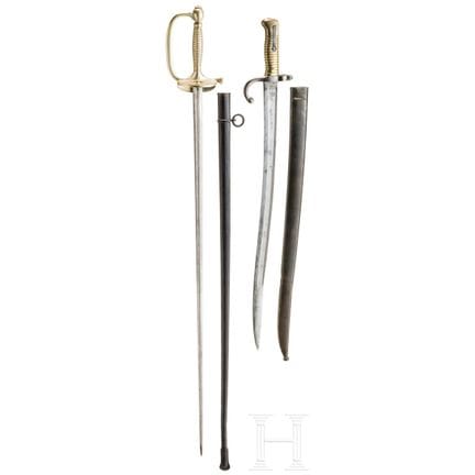 A sabre M 1887 for infantry NCO´s and a Chassepot 