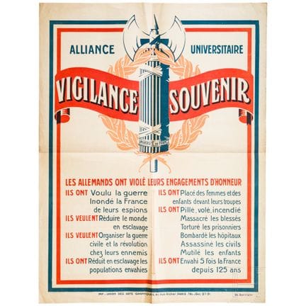Cartel de la Primera Guerra Mundial «Alliance Univ