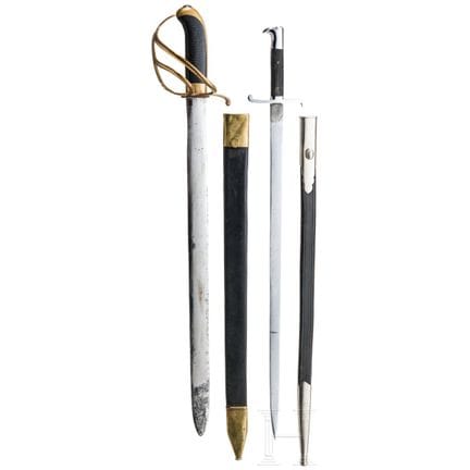 A border guard sidearm and a police saber  
Grenzw