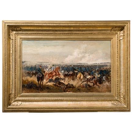 一幅描绘奥地利轻骑兵发起进攻的油画，据传为亚历山大·里特（Alexander Ritter，1820
