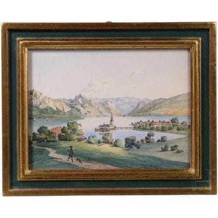 A watercolour by Heinrich Schönfeld (1809 - 1845) 