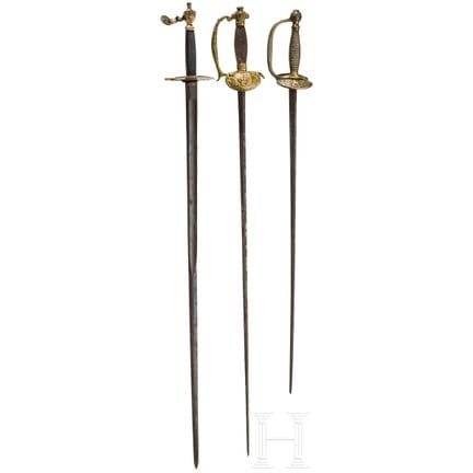 Three military swords, France, first half of the 1
